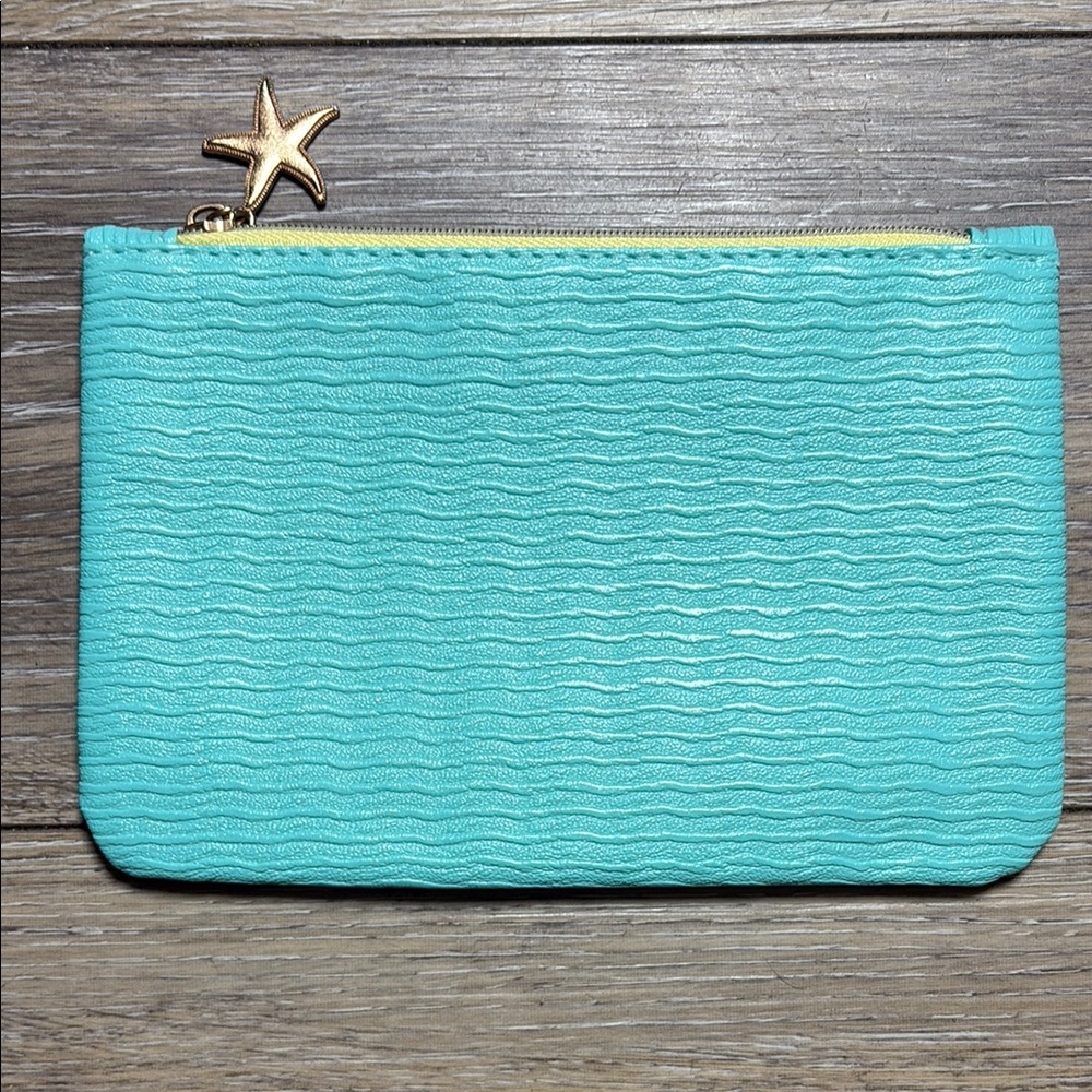 Teal and Lime Green Clutch with Starfish Zipper Closure